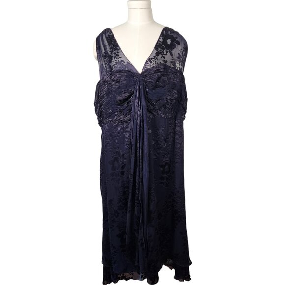 R+M Richards Purple Silk Blend Dress Floral Whimsigoth Witchy Size 22W - Picture 1 of 9